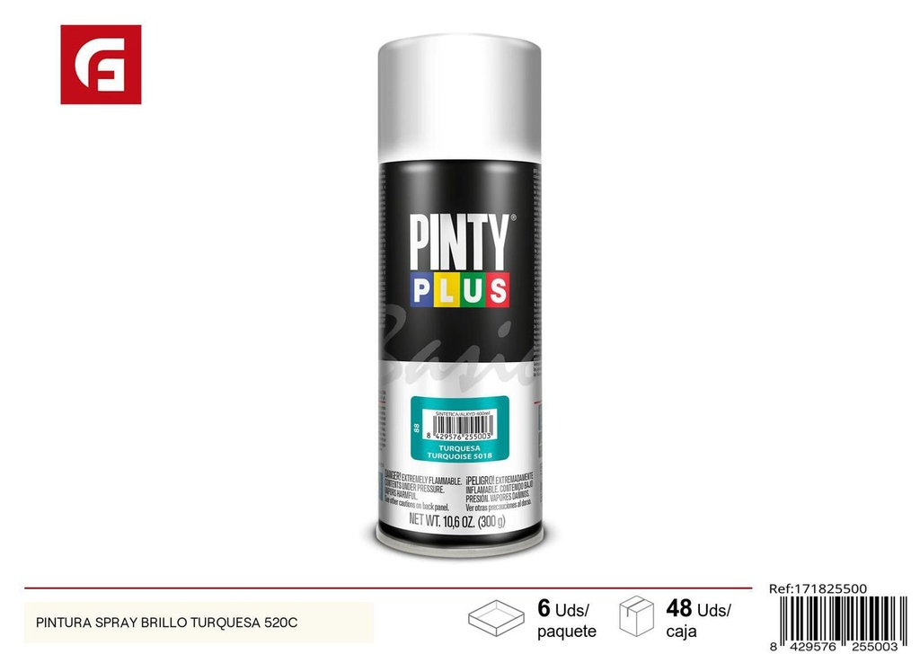 Pintura spray brillo turquesa 520c para decoración y bricolaje