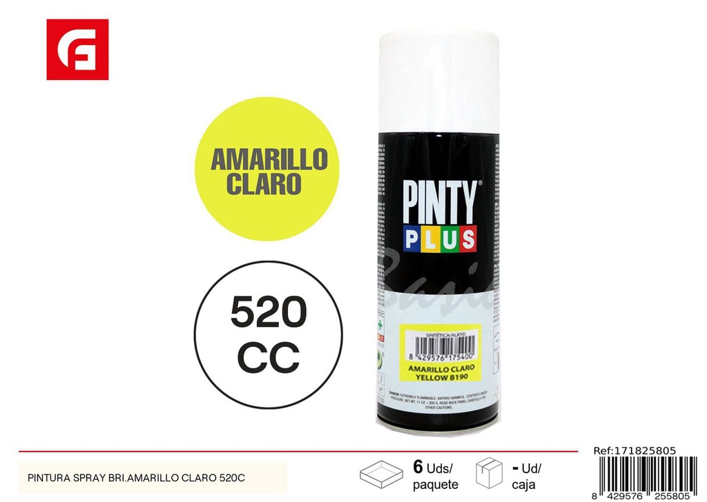 Pintura spray brillo amarillo claro 520CC - Pintura y ferretería