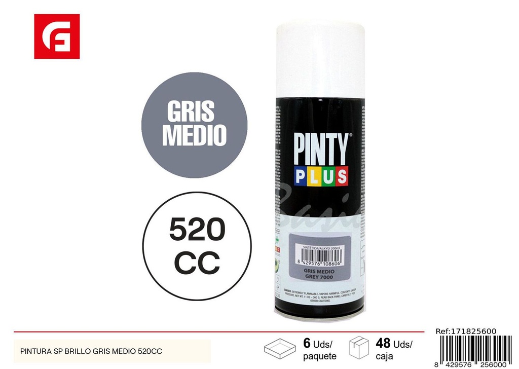 Pintura spray brillo gris medio 520cc