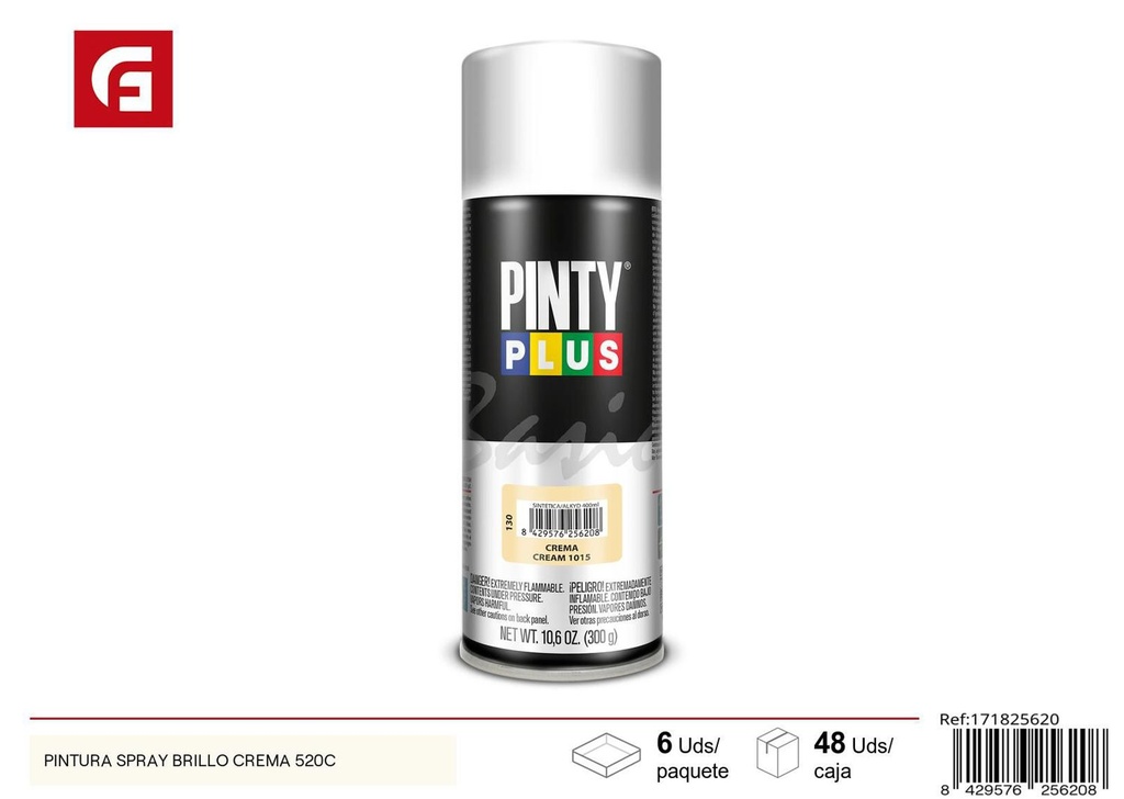 Pintura en spray brillo color crema 520cc para decoración y manualidades