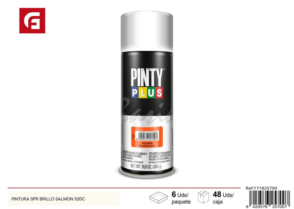 Pintura spray brillo salmón 520cc para bricolaje y manualidades