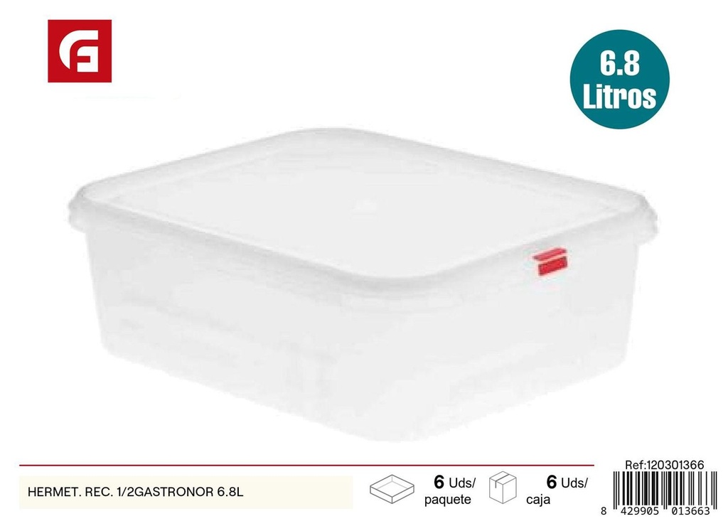 Recipiente hermético gastronorm 6.8L para almacenamiento de alimentos