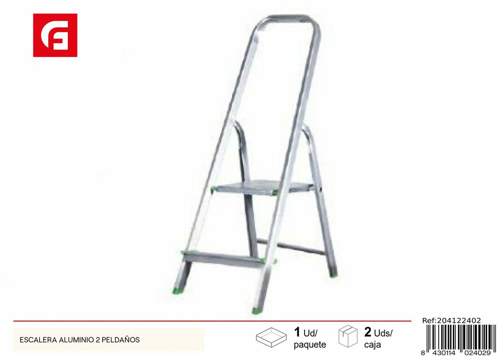 Escalera de aluminio 2 peldaños para hogar