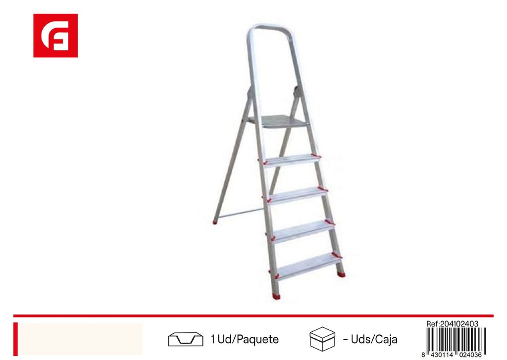 Escalera de aluminio 3 peldaños para hogar y bricolaje