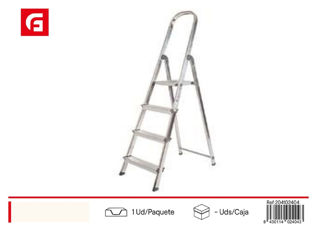 Escalera de aluminio con 4 peldaños