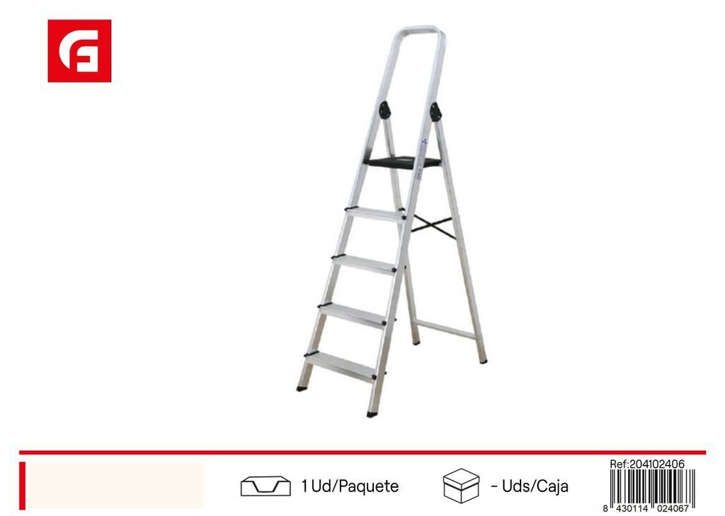 Escalera de aluminio 6 peldaños - Herramientas de ferretería y accesibilidad
