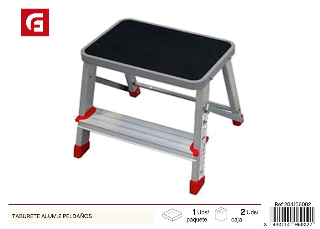 Taburete de aluminio 2 peldaños para hogar