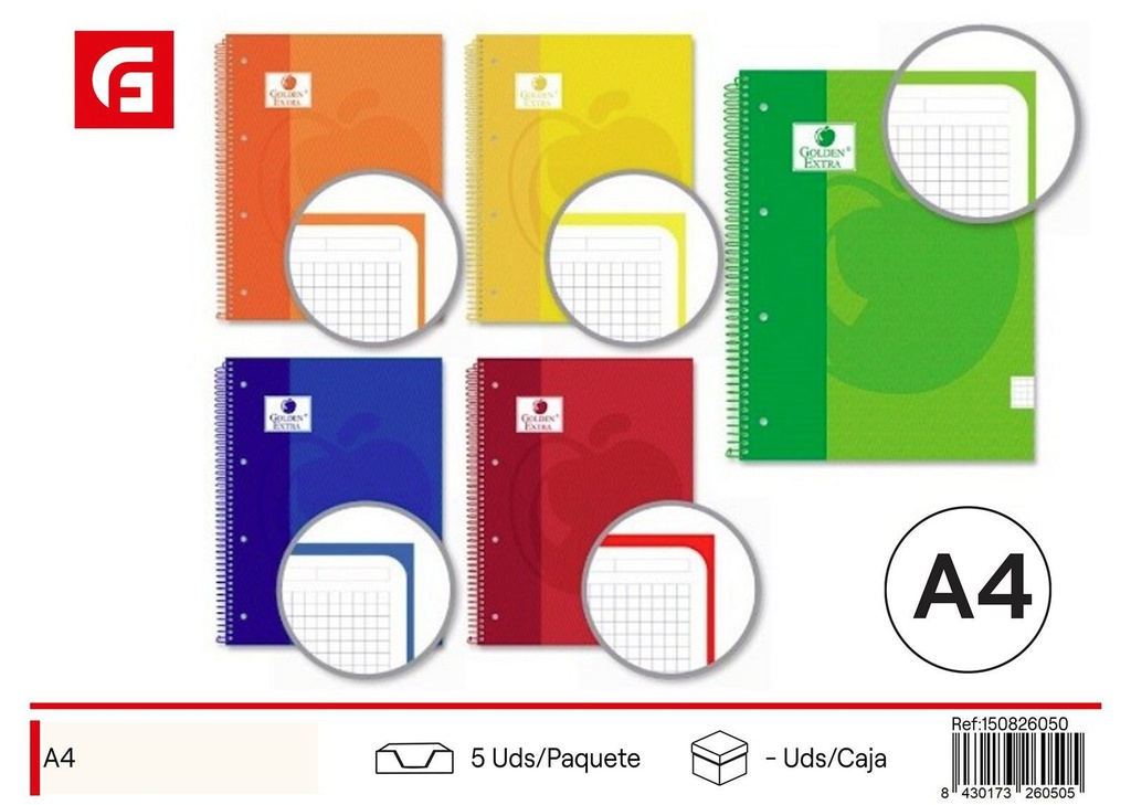 Cuaderno tapa plástica A4 100 hojas 90gr para estudiantes