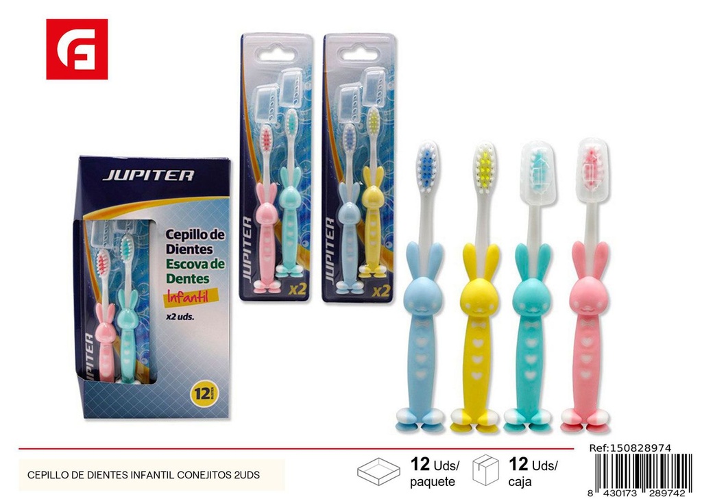 Cepillo de dientes infantil conejitos 2 unidades - Productos de cuidado personal
