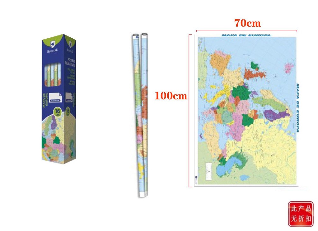 Póster mapa de Europa 70x100cm