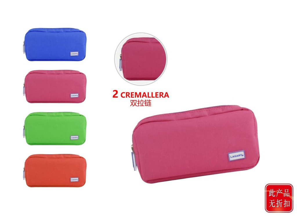 Estuche con doble cremallera para material escolar