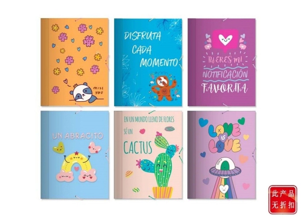 Carpeta folio con gomas y solapas frases