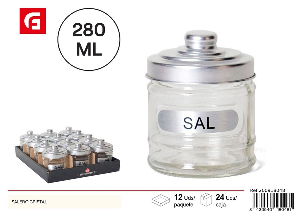 Salero de cristal 280ml - Utensilios de vidrio