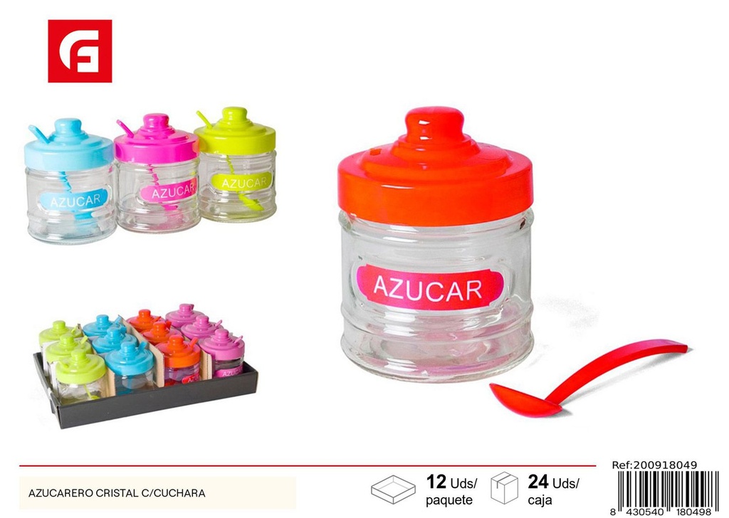 Azucarero de cristal con cuchara - Envases de vidrio