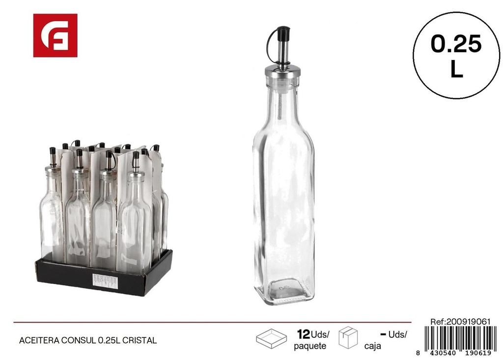 Aceitera Consul 0.25L cristal - Envase para aceite de cocina