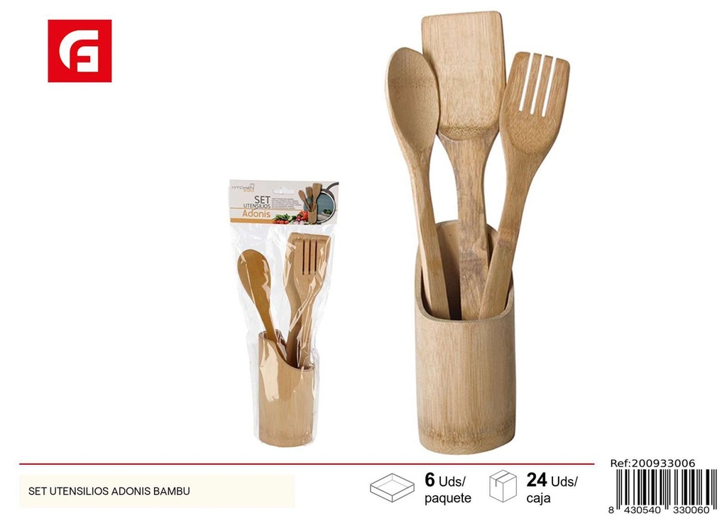 Set de utensilios de bambú Adonis para cocina y sostenibilidad