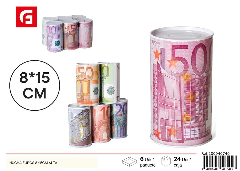 Hucha metálica euros 8x15 cm - Decoraciones para el hogar