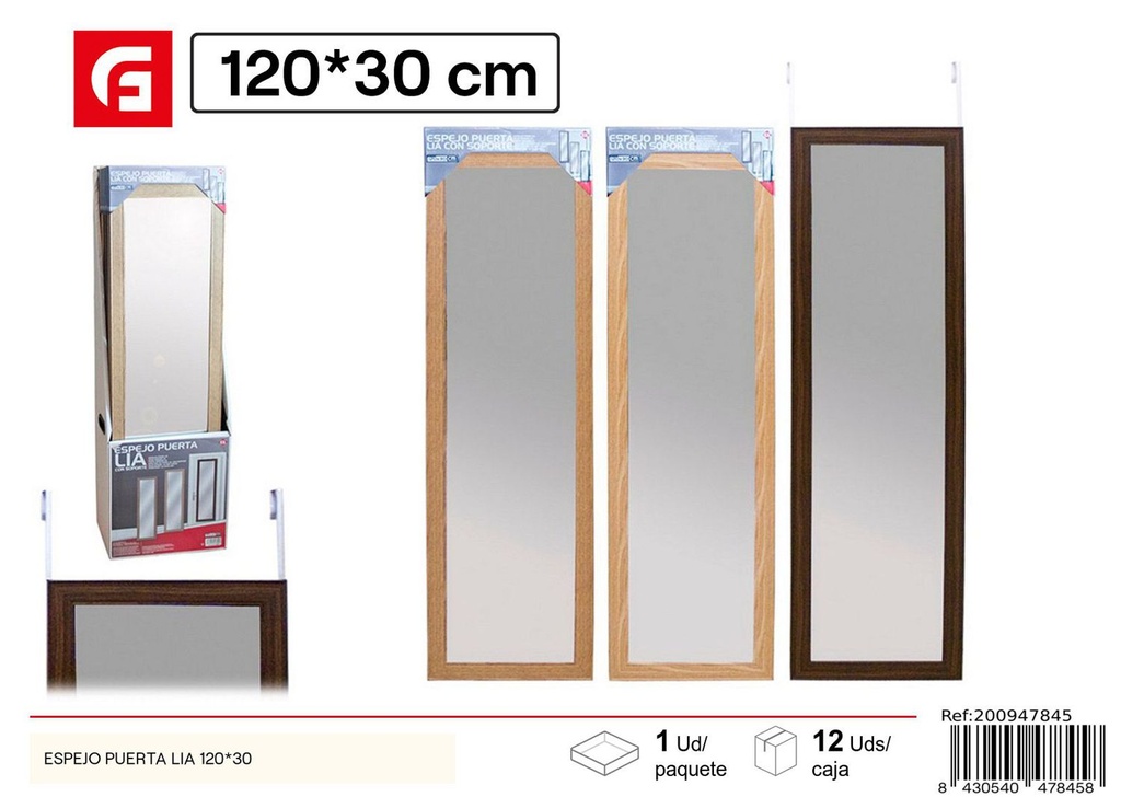 Espejo de puerta Lia 120x30cm para decoración