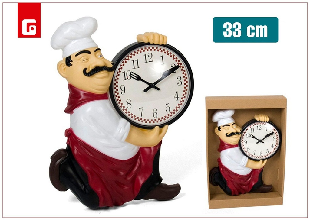 Reloj de mesa cocinero 33cm para cocina y decoración