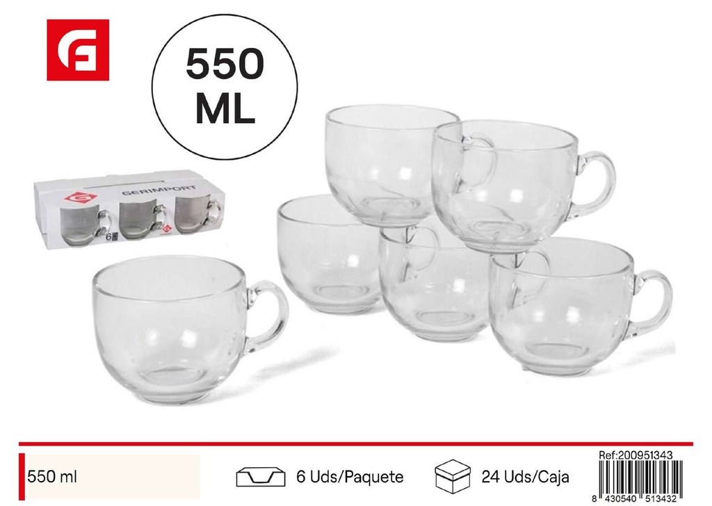 Tazón jumbo de cerámica 550ml Berna Cristal para bebidas