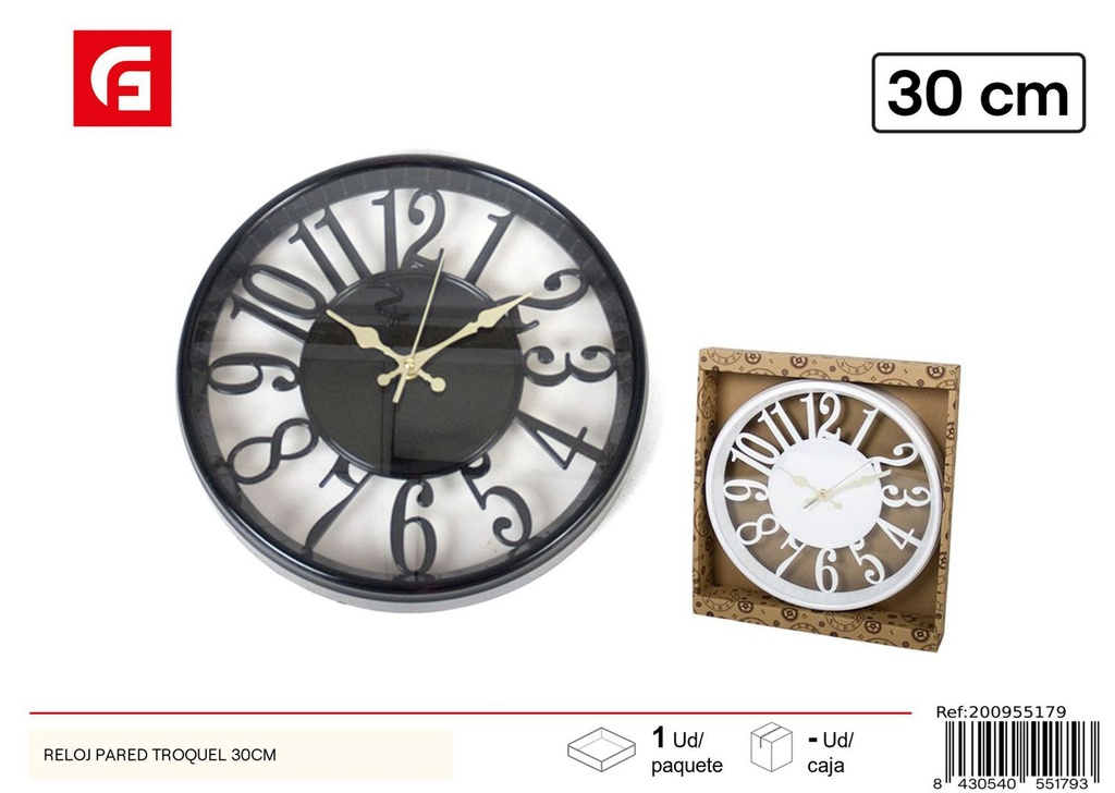 Reloj de pared troquelado 30cm para decoración