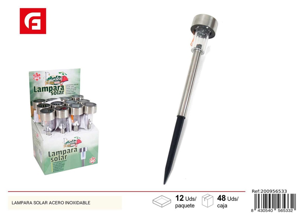 Lámpara solar acero inoxidable - Accesorios de jardín