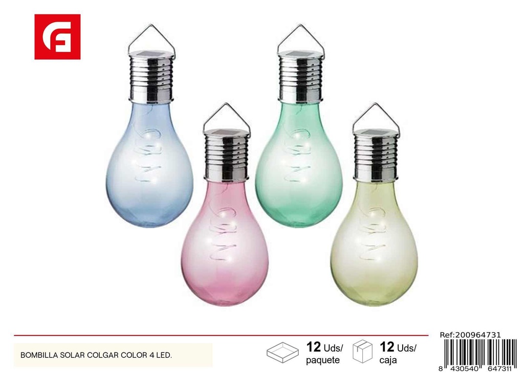 Lámpara solar para colgar color 4 LED - Iluminación exterior