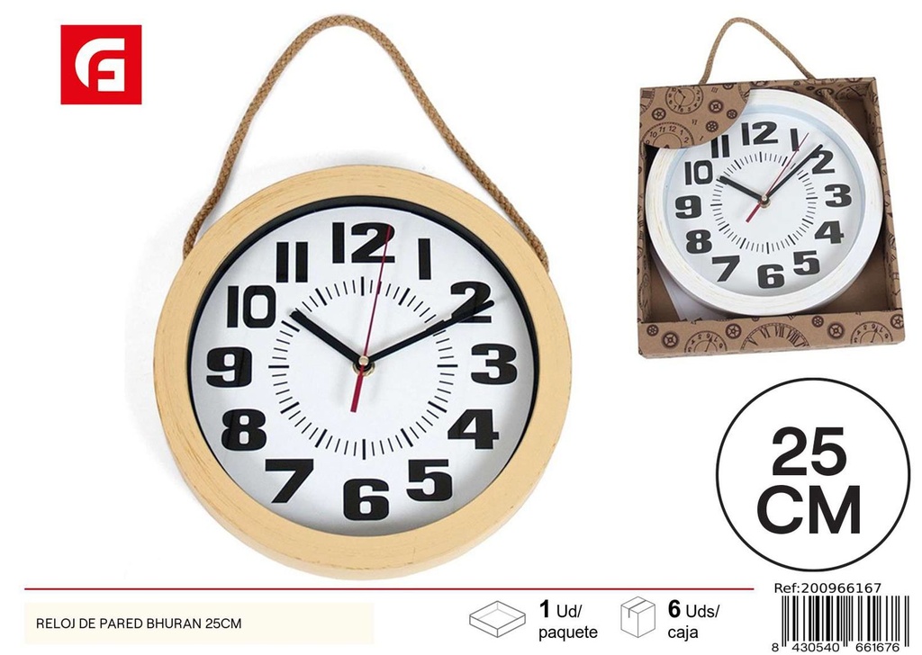 Reloj de pared BHURAN 25cm decoración hogar