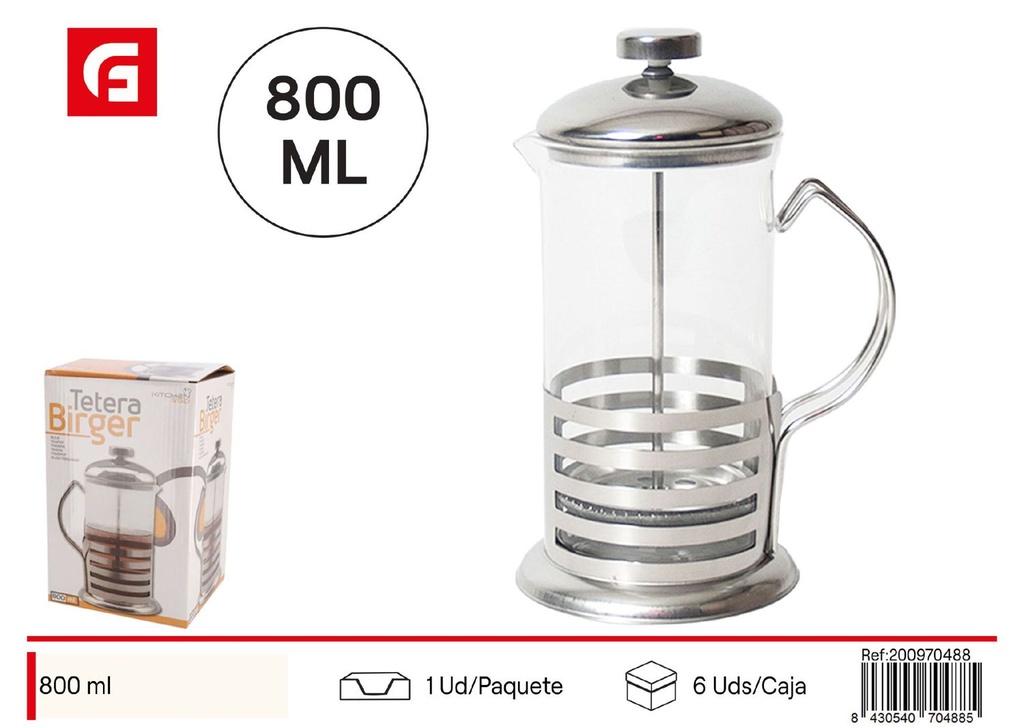 Tetera Birger de vidrio 800ml para infusiones