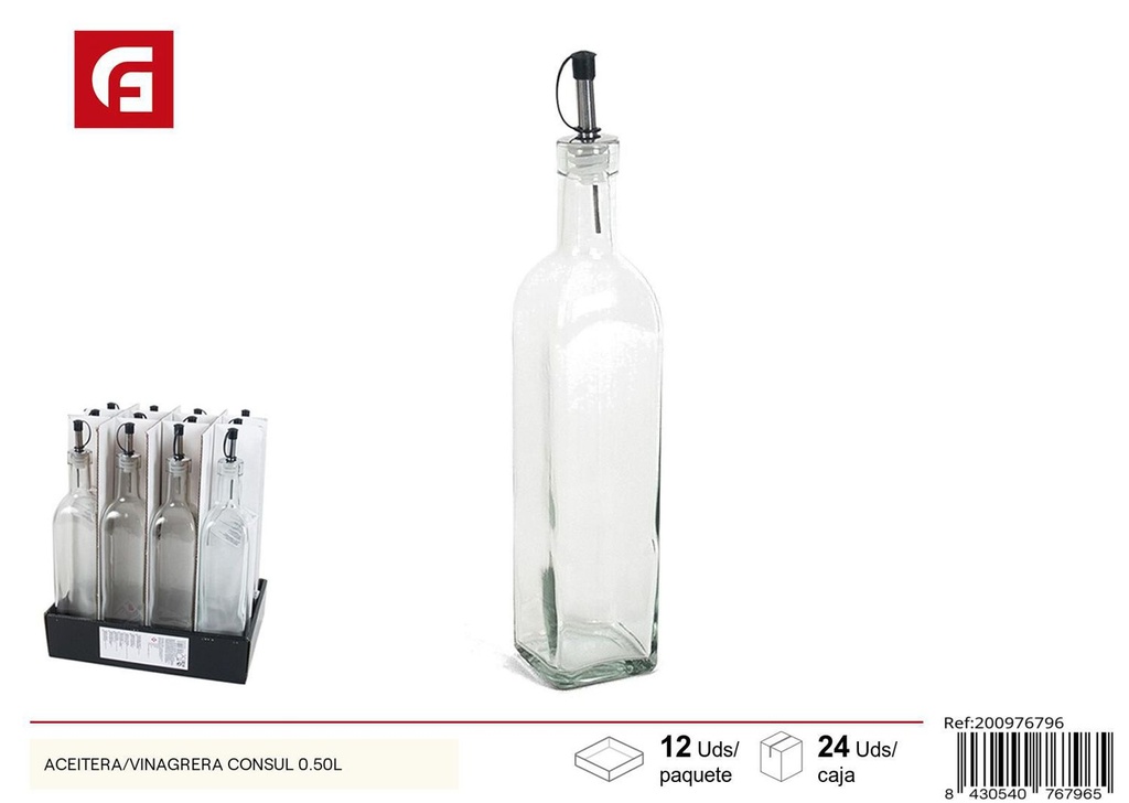 Aceitera/vinagrera de cristal Consul 0.50L - Accesorios de cocina para aceites y vinagres