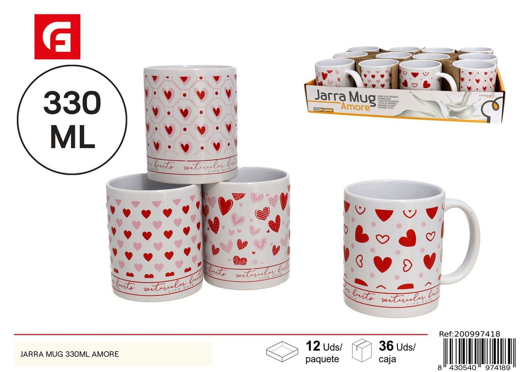 Jarra mug de cerámica 330ml Amore