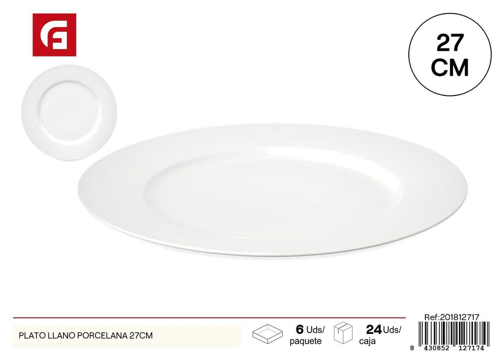 Plato llano de porcelana 27cm - Vajilla de cerámica