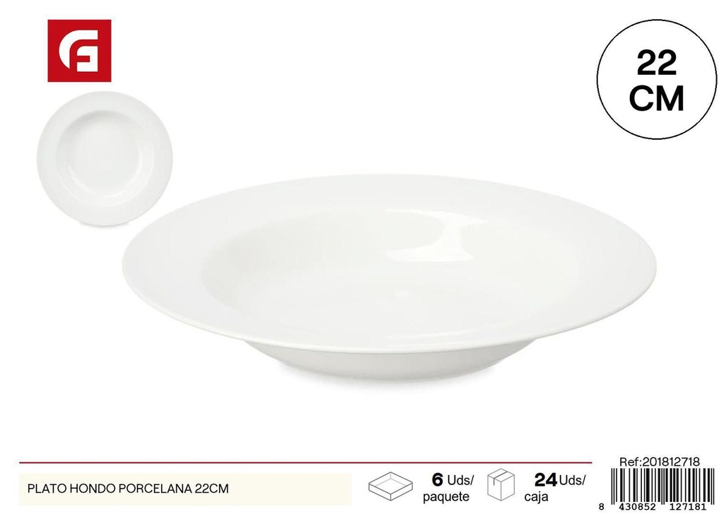 Plato hondo de porcelana 22cm