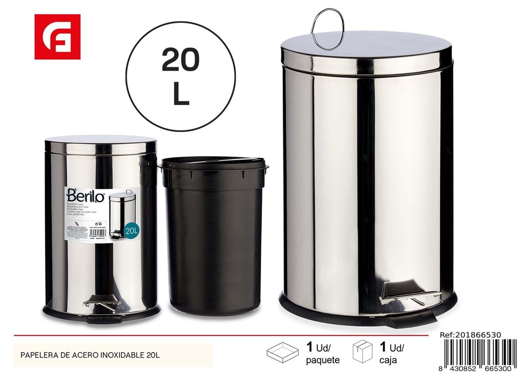  papelera de acero inoxidable 20L - Basura, artículos de hogar