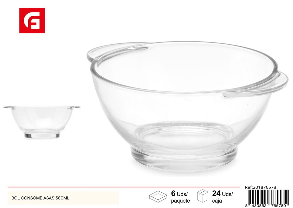 Bol consomé con asas 580ml - Vajilla de vidrio y cerámica