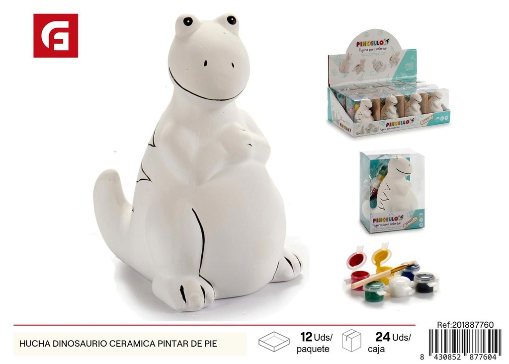 Hucha dinosaurio de cerámica para pintar