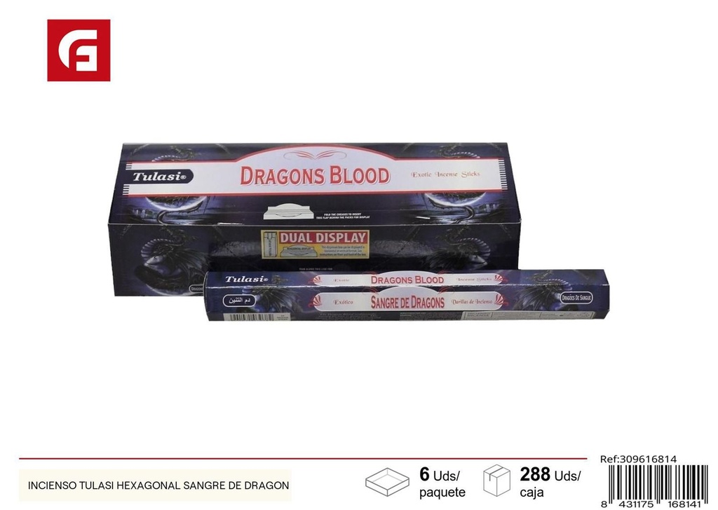 Incienso Tulasi hexagonal sangre de dragón - Aromatizantes y velas