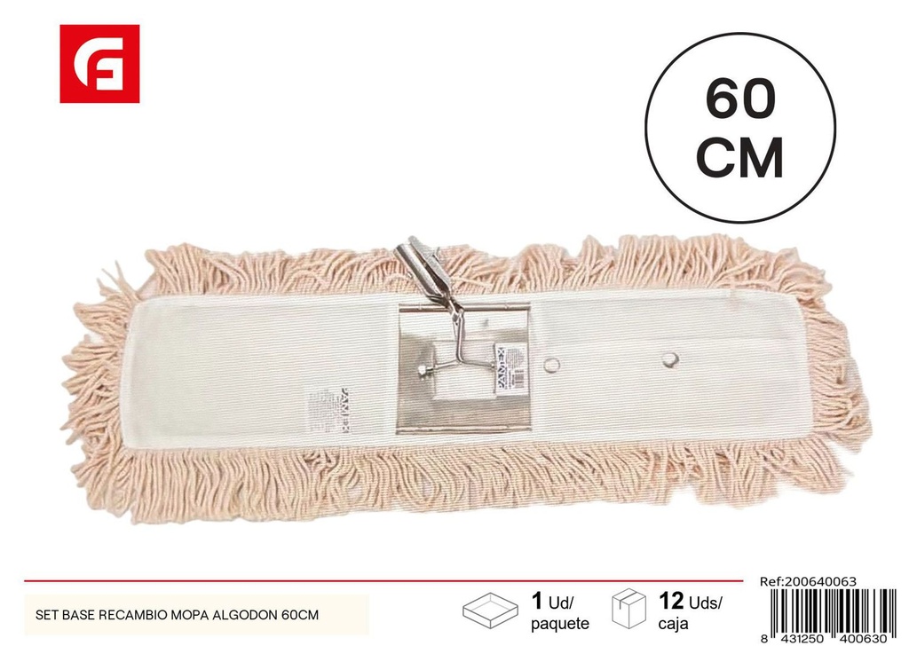 Set de trapeador de 60 cm con repuesto de algodón - Accesorios de limpieza