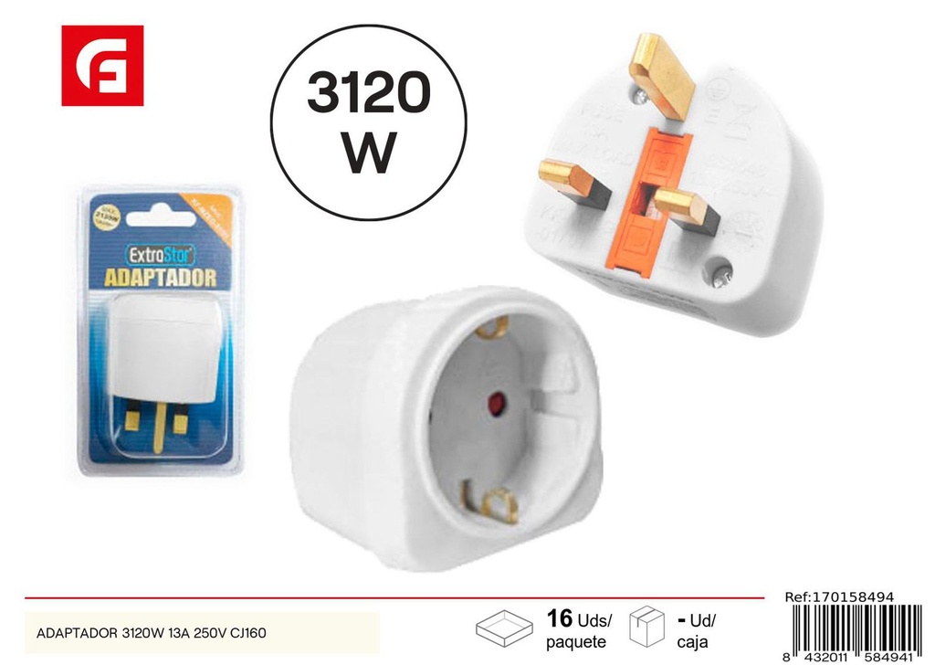 Adaptador 3120W 13A 250V CJ160 - Accesorios eléctricos