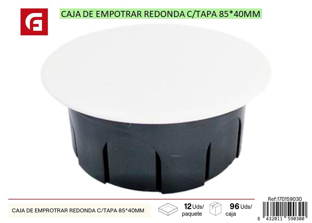 Caja de empotrar redonda con tapa 85*40 mm
