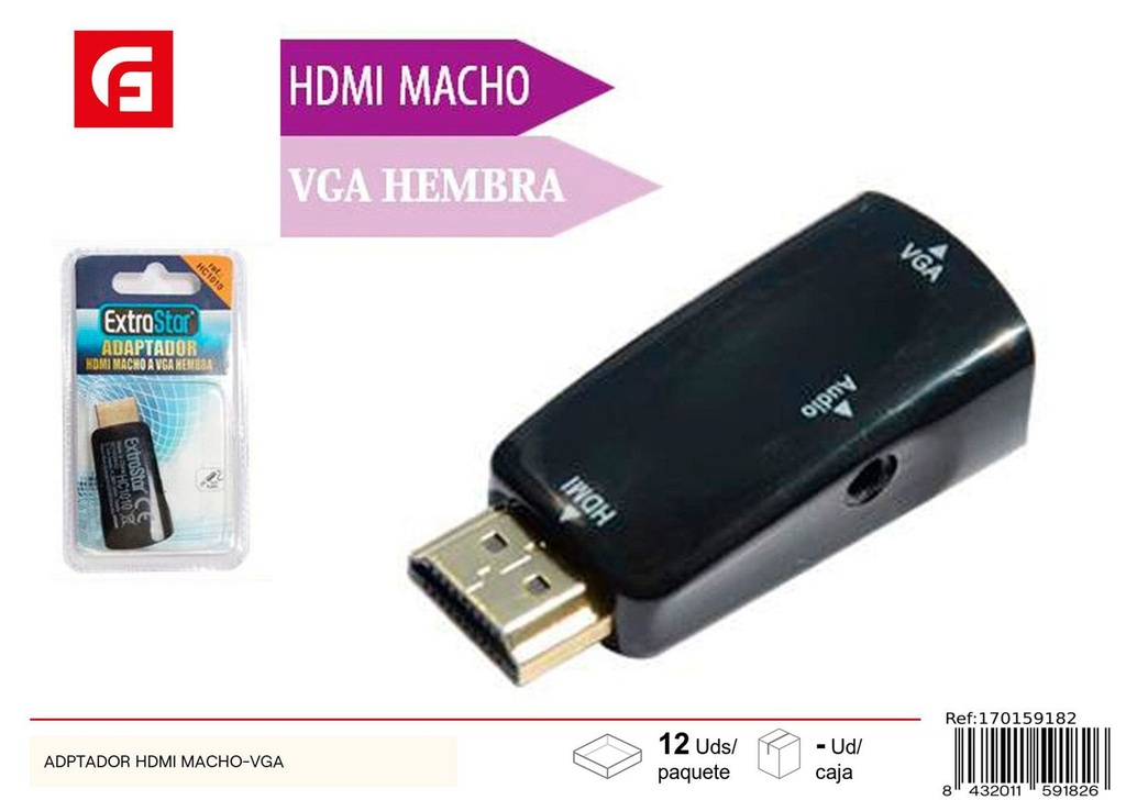 Adaptador HDMI macho a VGA