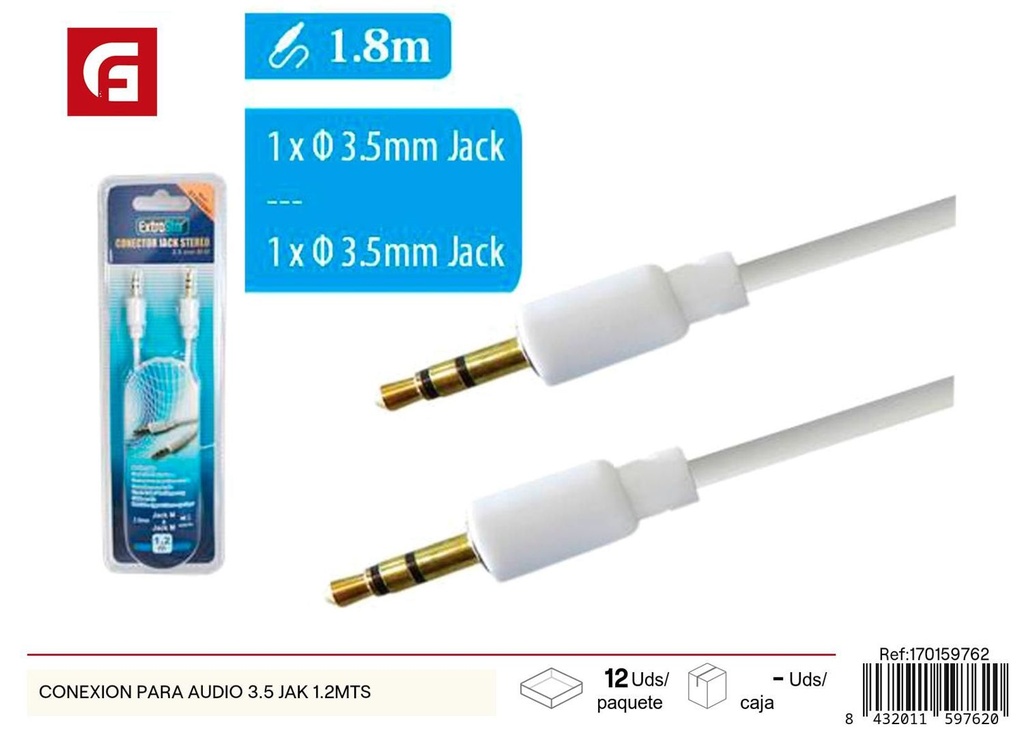 Conector de audio 3.5 jack 1.2 metros - Electrónica