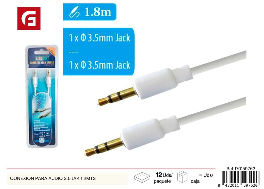 Conector de audio 3.5mm jack 1.2mts