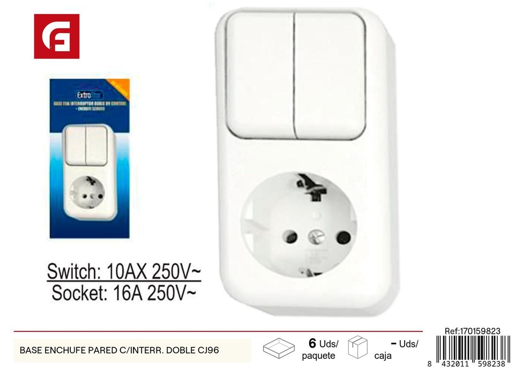 Base enchufe de pared con interruptor doble - Accesorios eléctricos