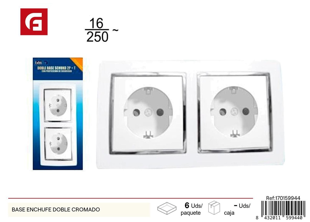 Bases de enchufe doble cromado - Accesorios eléctricos y conectividad