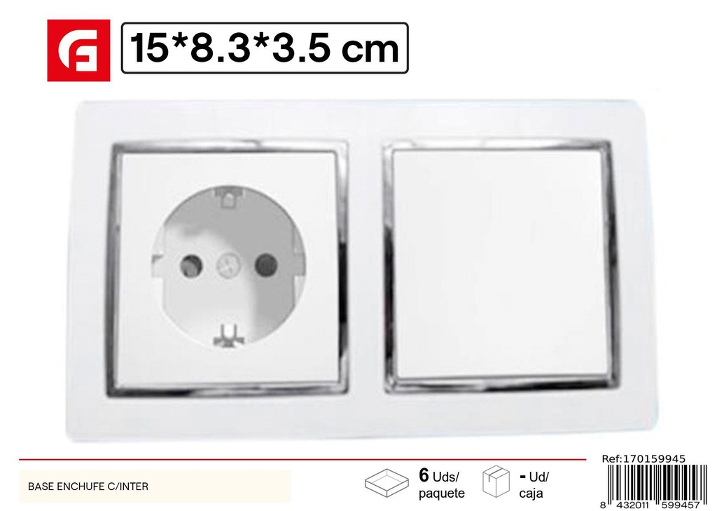 Base de enchufe con interruptor 15 x 8.3 x 3.5 cm