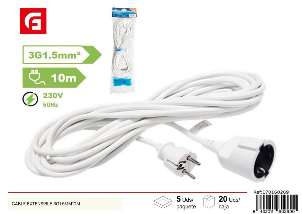 Cable extensible 3G1.5mm 10m