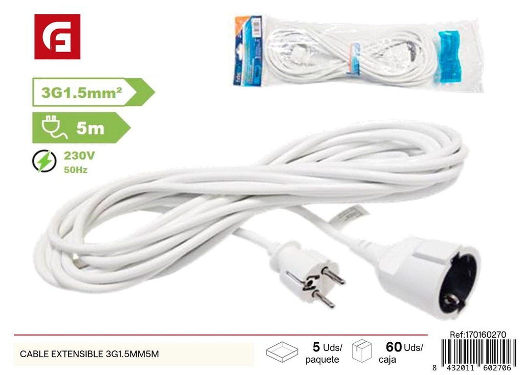 Cable extensible 3G1.5mm 5m