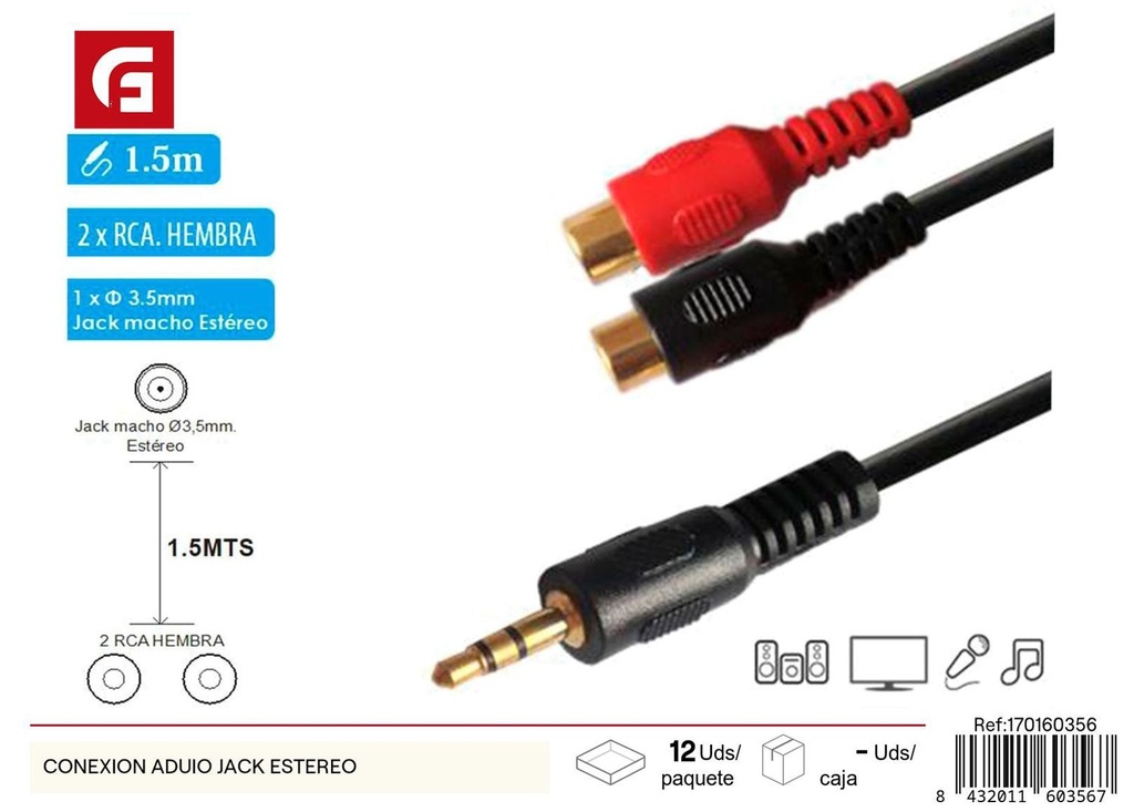 Conector de audio jack estéreo para dispositivos electrónicos