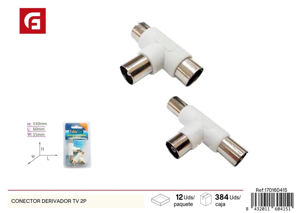 Conector derivador TV 2P para cables y conectores